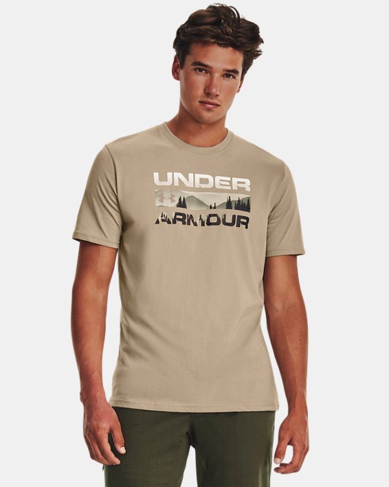 Men's UA Stacked Logo Fill T-Shirt in Brown image number 0